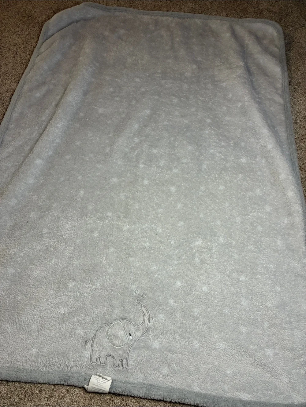 Parents Choice Soft Gray Baby Blanket with Elephant Accent 30x40